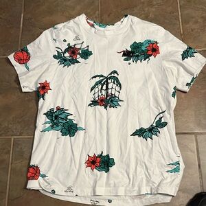 White Nike basketball and Island themed T-shirt